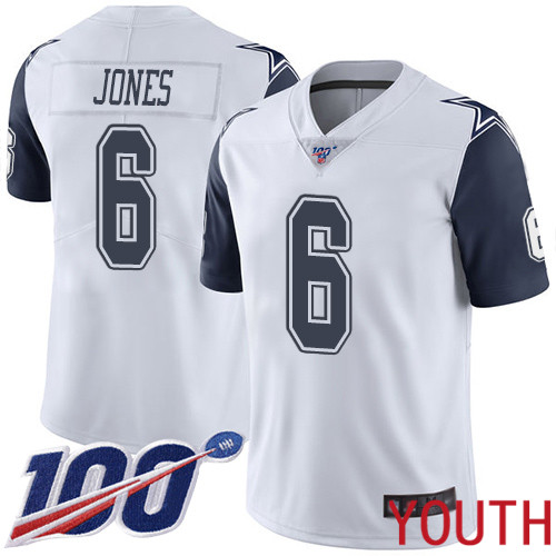 Youth Dallas Cowboys Limited White Chris Jones #6 100th Season Rush Vapor Untouchable NFL Jersey